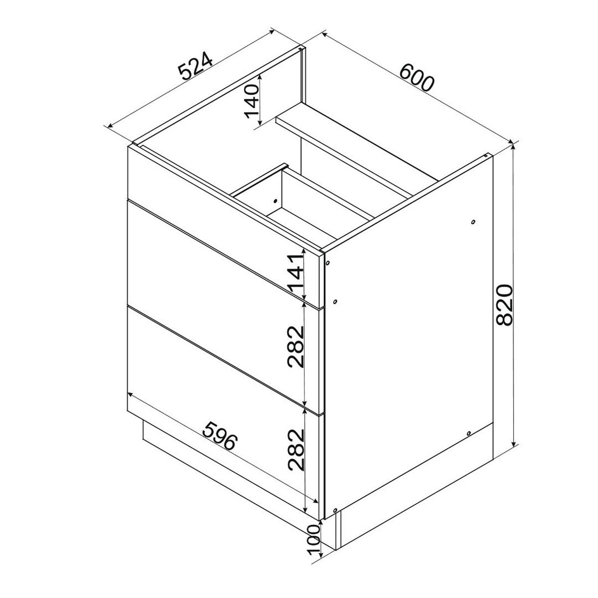 UNTERSCHRANK D60PC S/2 – Dnoria – Praktisch und organisiert für Ihre Küche – Hellgrau / Matt - Grau, Holzwerkstoff (60/82/52.4cm) - ROYAL24_MARKT