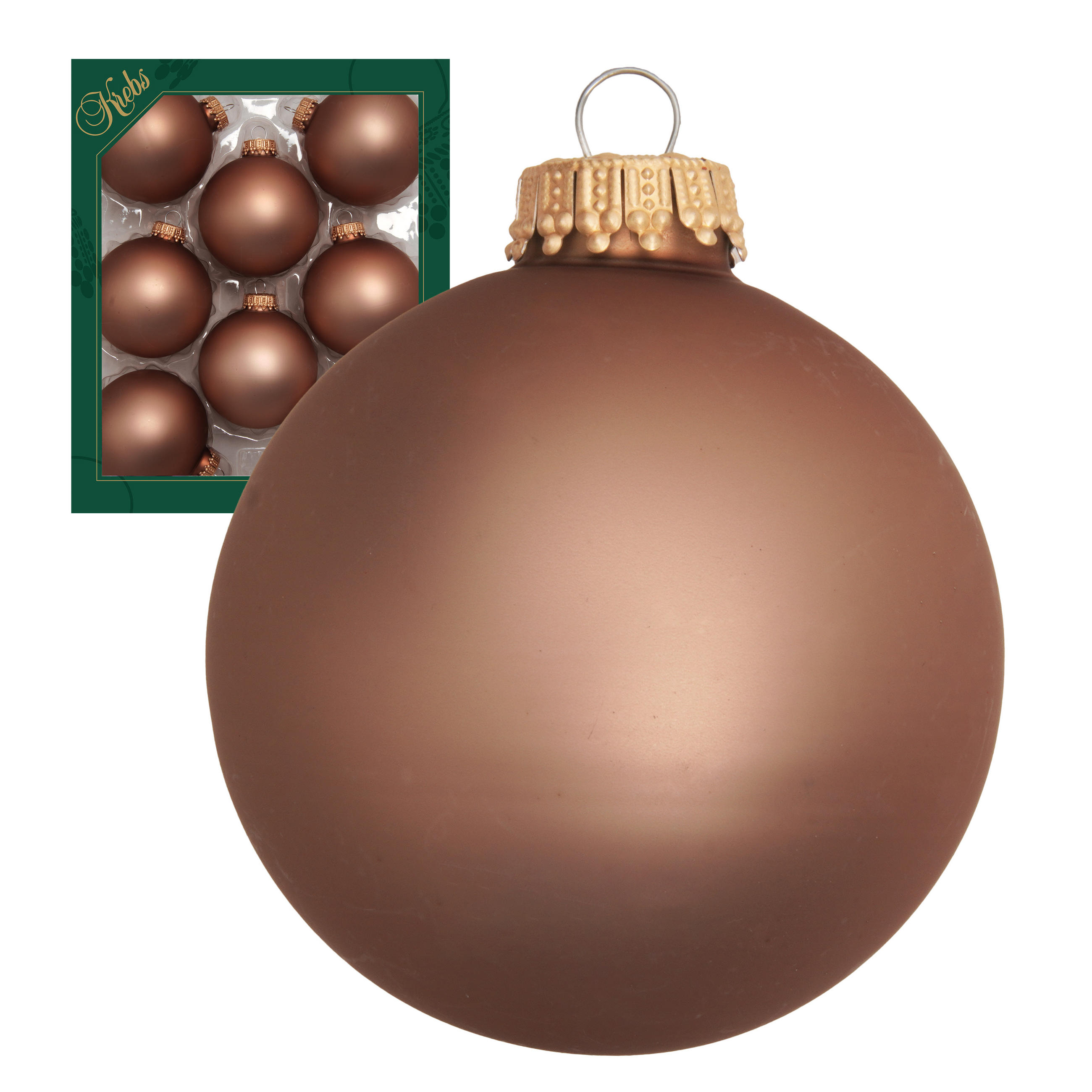 CHRISTBAUMKUGELN Uni-Design Arabella Braun 7cm (Glas / 8 Stk.) - Braun, Glas (7/7/7cm) - Krebs Glas Lauscha