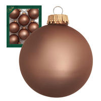 CHRISTBAUMKUGELN Uni-Design Arabella Braun 7cm (Glas / 8 Stk.) - Braun, Glas (7/7/7cm) - Krebs Glas Lauscha