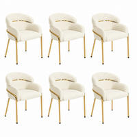 ESSZIMMERSTUHL 6er-Set Samt Beige mit Metallbeinen - Beige, Metall (53.3/79/53cm) - Meubliv