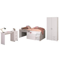 JUGENDZIMMER Milky 13 in Weiß und Grey Loft 3 teilig - Weiß, Holzwerkstoff (120/200/80cm)