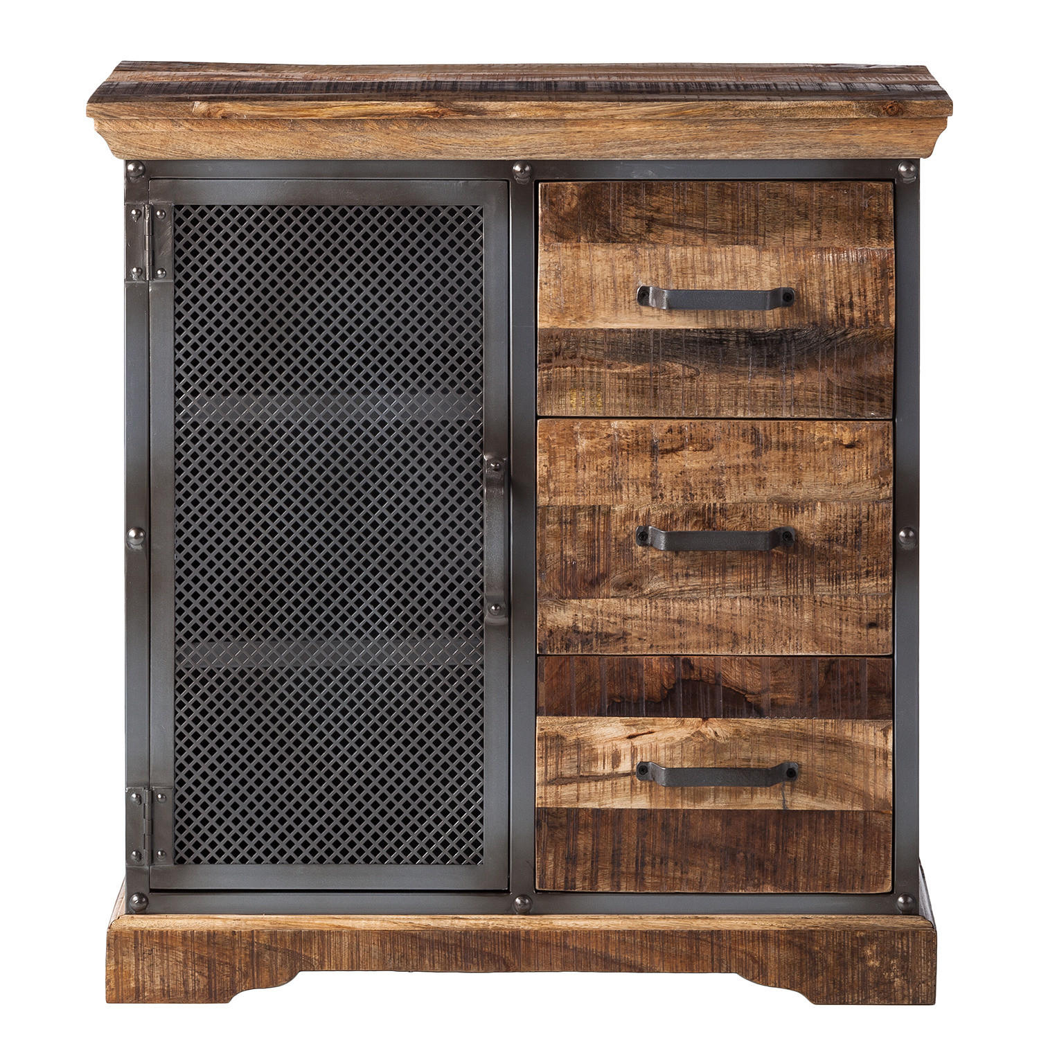 KOMMODE - Mango massiv / Metall - Beige, Holz (88/91/42cm) - home24