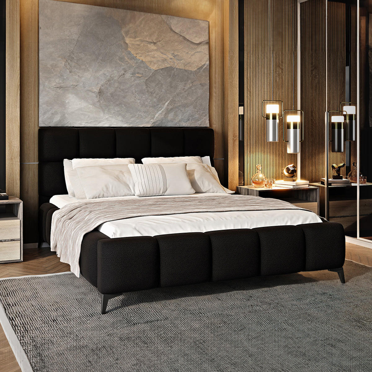 BOXSPRING POSTELJA 180/200 Mira Črna - črna, les (180/200cm) - Petits-meubles