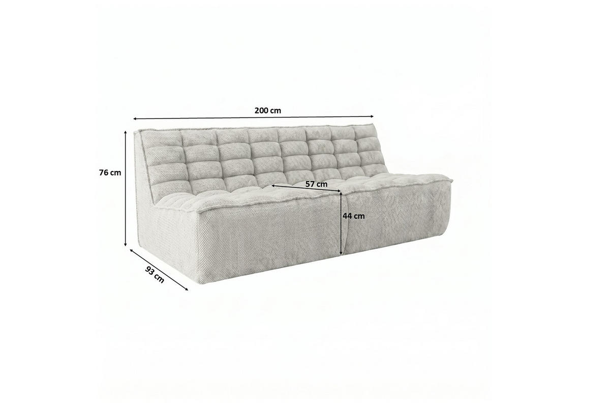 POHOVKA 3místná modulární, plyšová tkanina Pop, Ice, LAZY - bílá, dřevo (200/76/93cm) - Kaiser Möbel