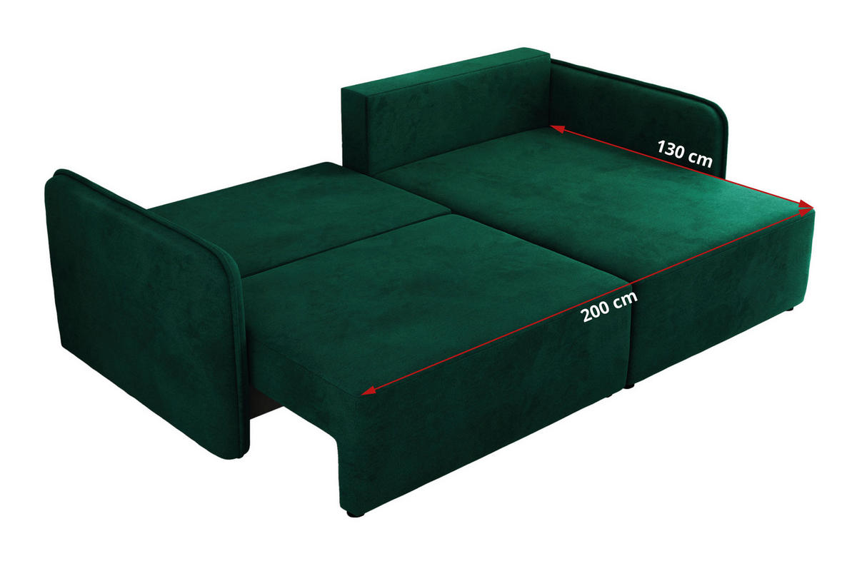 ECKSCHLAFSOFA MESTO L Dunkelgrün Velvet - links - Dunkelgrün/Schwarz, Kunststoff/Textil (227/147cm) - MKS
