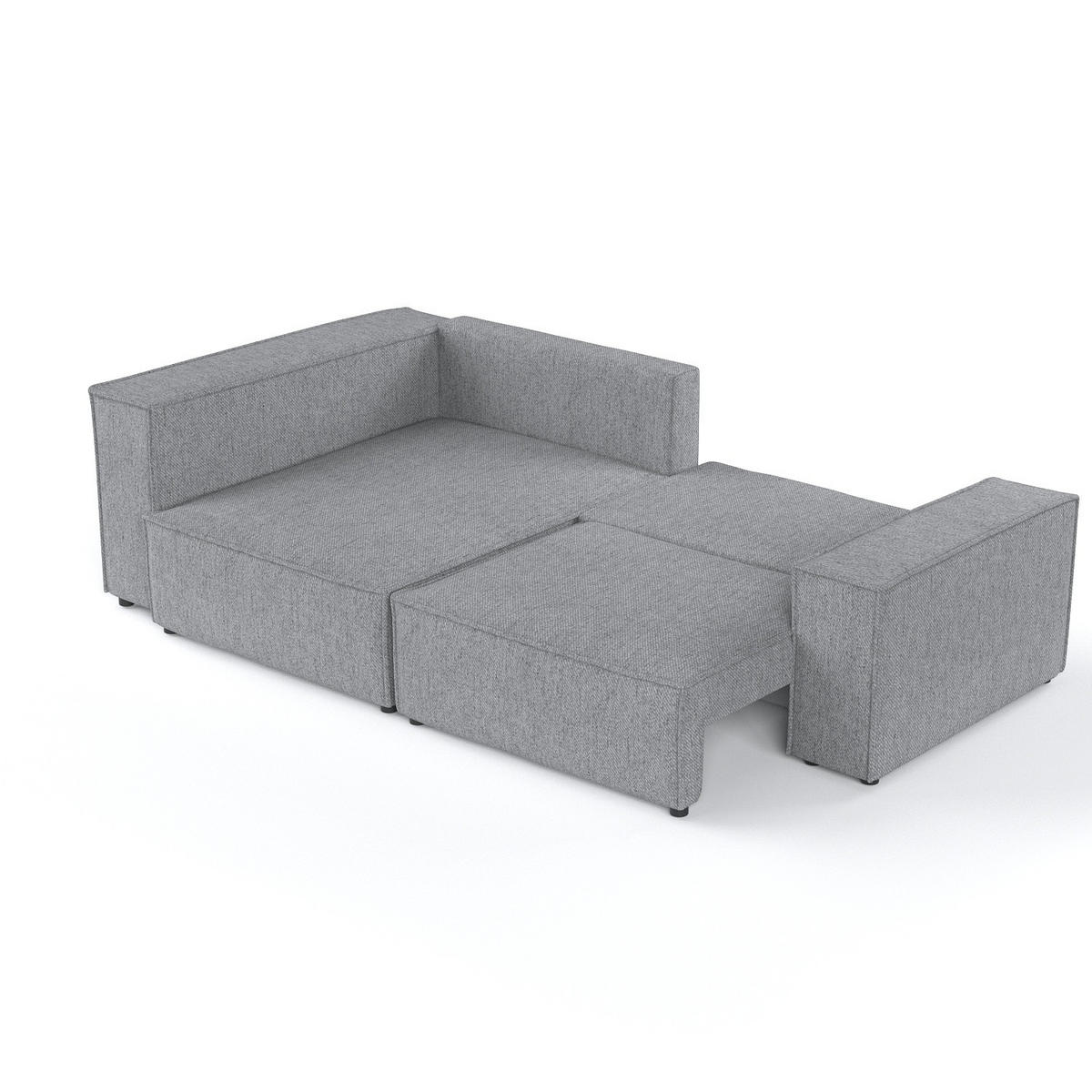 ECKSOFA AVION mit Schlaffunktion Grau im Neve Stoff - Schwarz/Grau, Holz/Holzwerkstoff (253/148cm) - AltaBeds