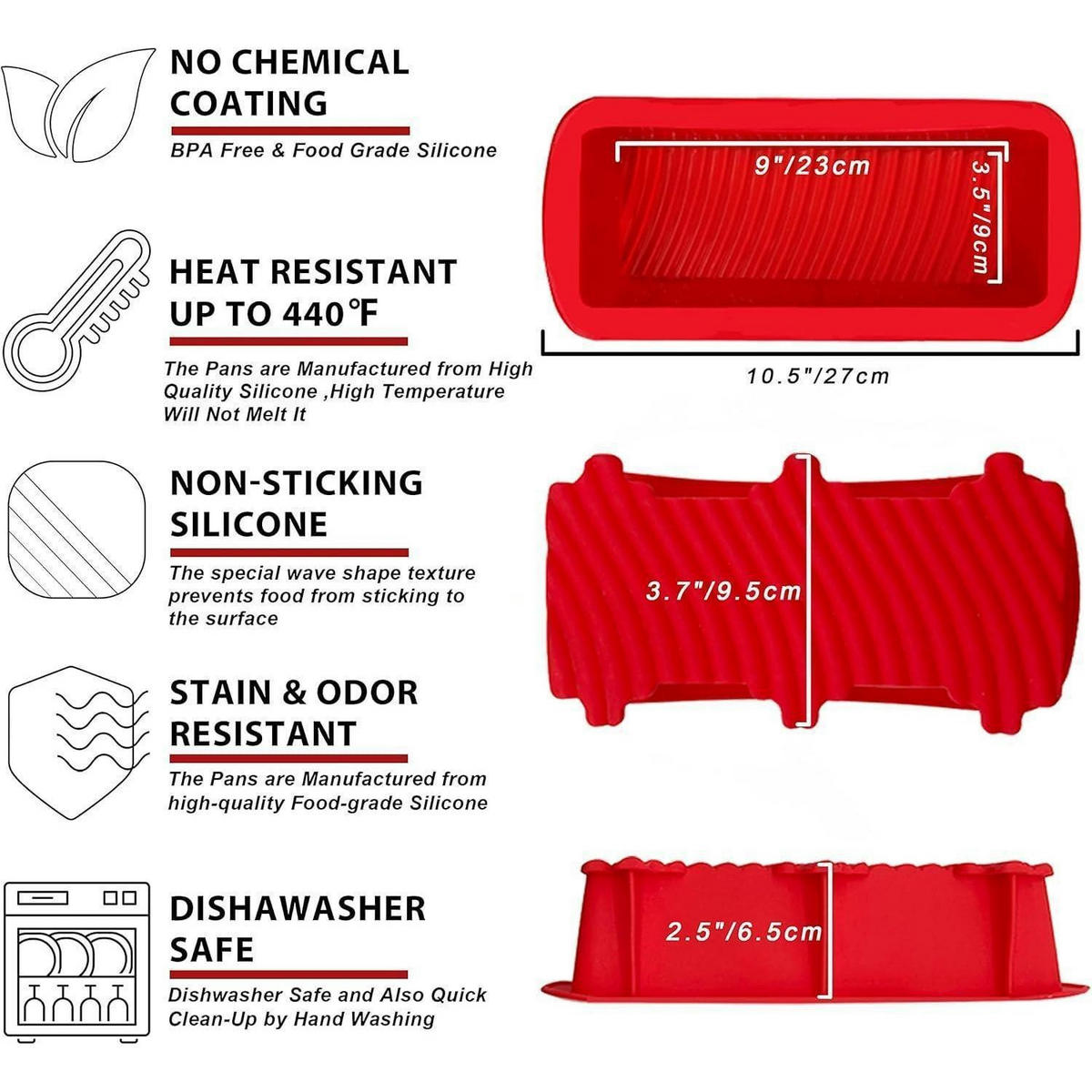 BROTBACKFORM 2-teiliges Set Silikon Rot - Rot, Kunststoff (11/7/27cm)