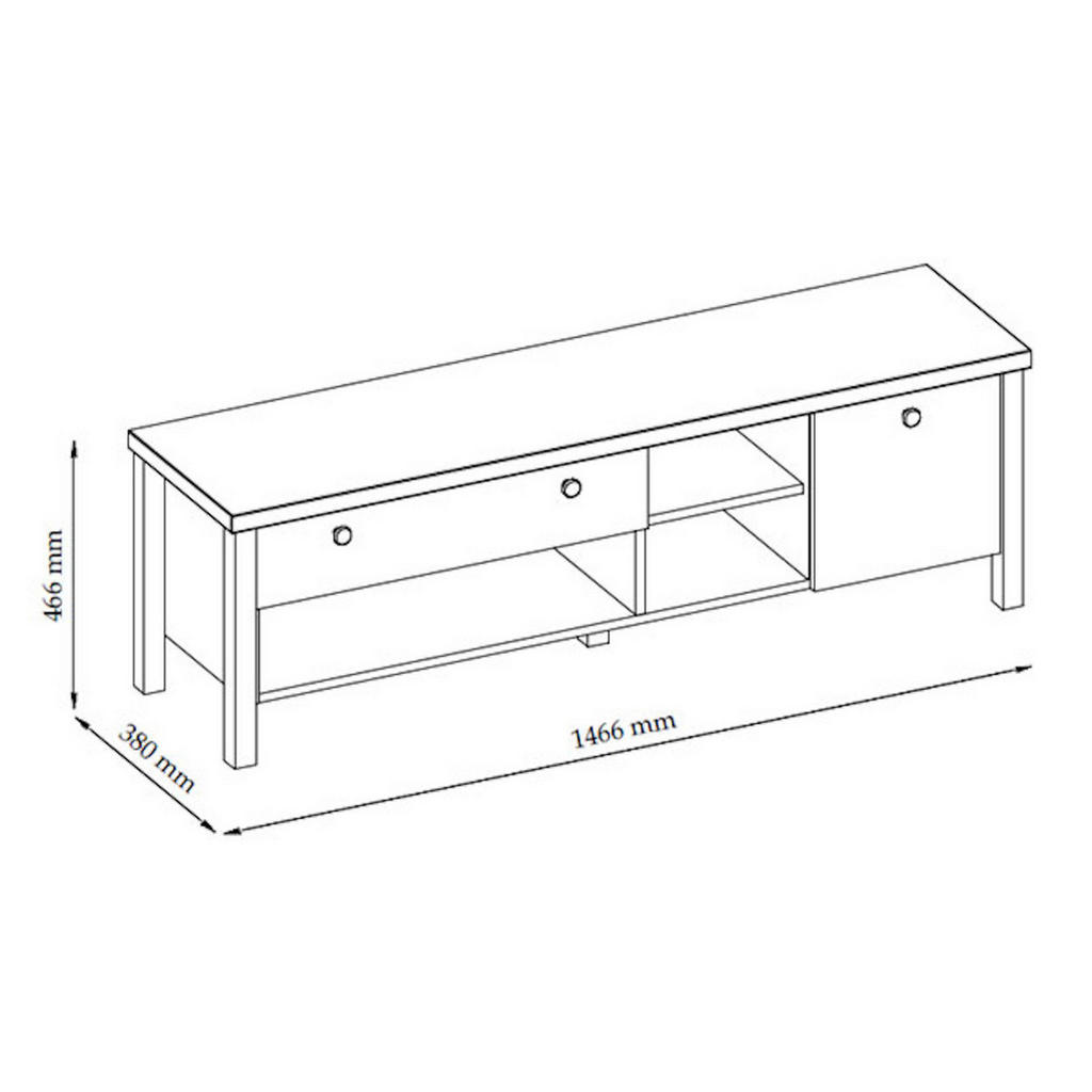 Thumbnail - Feldmann-Wohnen Lowboard, Grau, Holz, 3 Fächer, 1 Schubladen, Rechteckig, 146x46x38 cm, Wohnzimmer, Wohnwände, Lowboards...