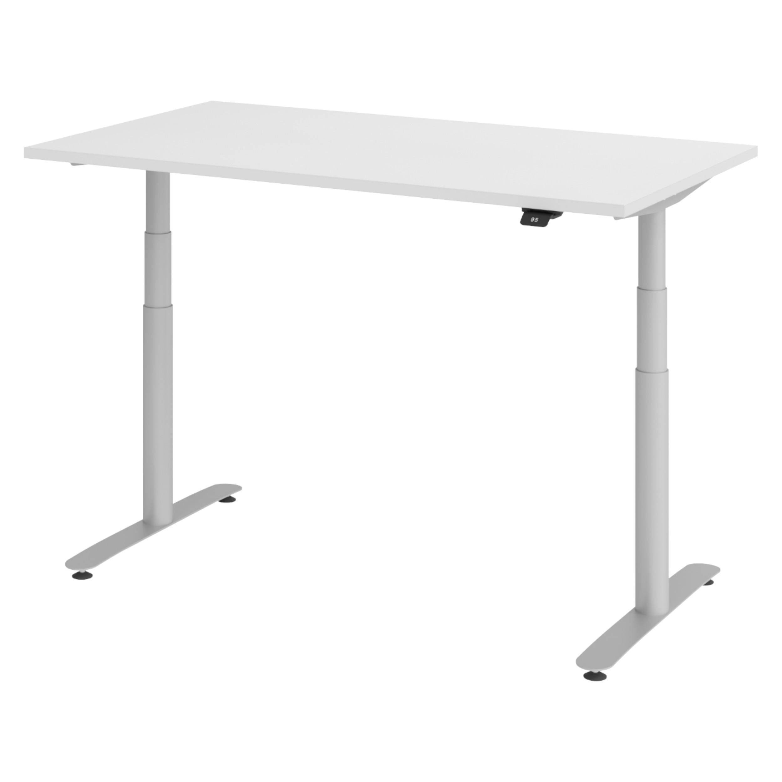 SCHREIBTISCH elektrisch Bluetooth & App XDLR 80/140/72 cm in Weiß/Silberfarben - Silberfarben/Weiß, Holzwerkstoff (80/140/72cm) - bümö