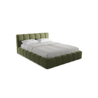 POLSTERBETT mit Bettkasten und Lattenrost 180x228 Grün - Schwarz/Olivgrün, Kunststoff/Textil (160/200cm) - Makamii