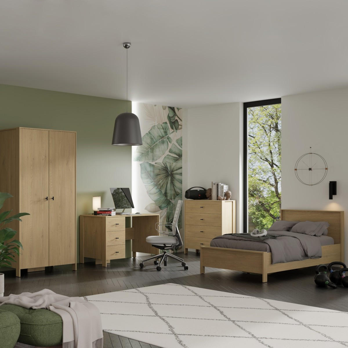 BETT Ethan 90x200 Eiche Cremona - Eichefarben, Holzwerkstoff - mzm24