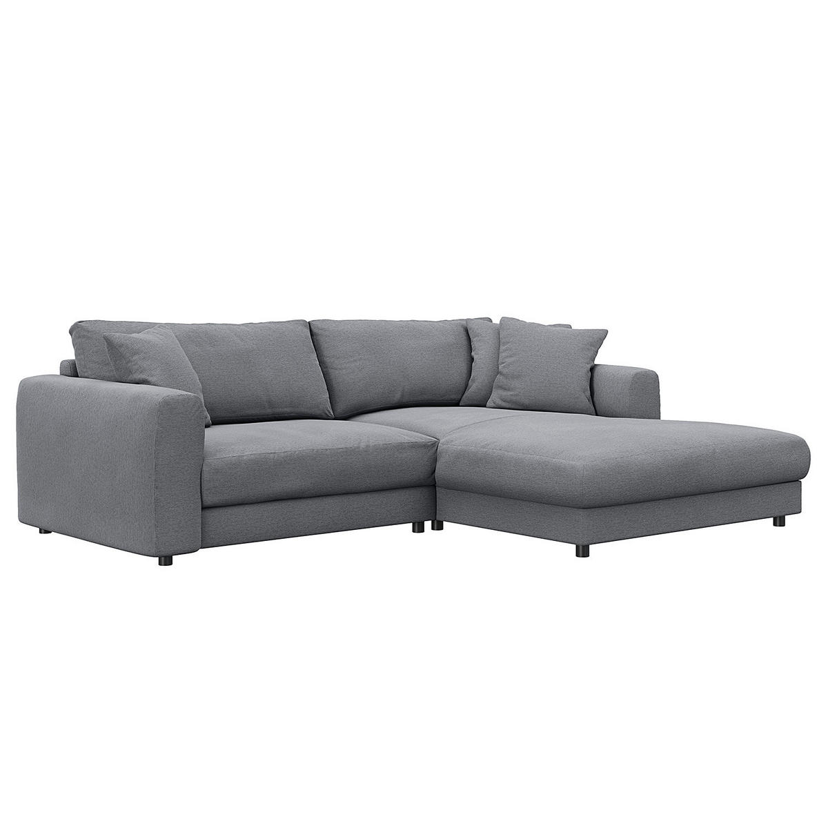 ECKSOFA mit Longchair - Schwarz/Grau, Kunststoff/Textil (238/183cm) - home24