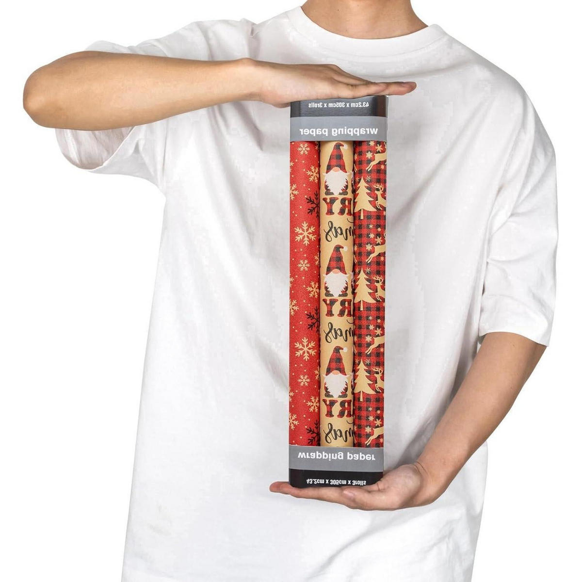 GESCHENKPAPIER 3 Rollen Set Weihnachtsmotiv 43,2 cm x 3 m - Multicolor, Papier (4/44/10cm)