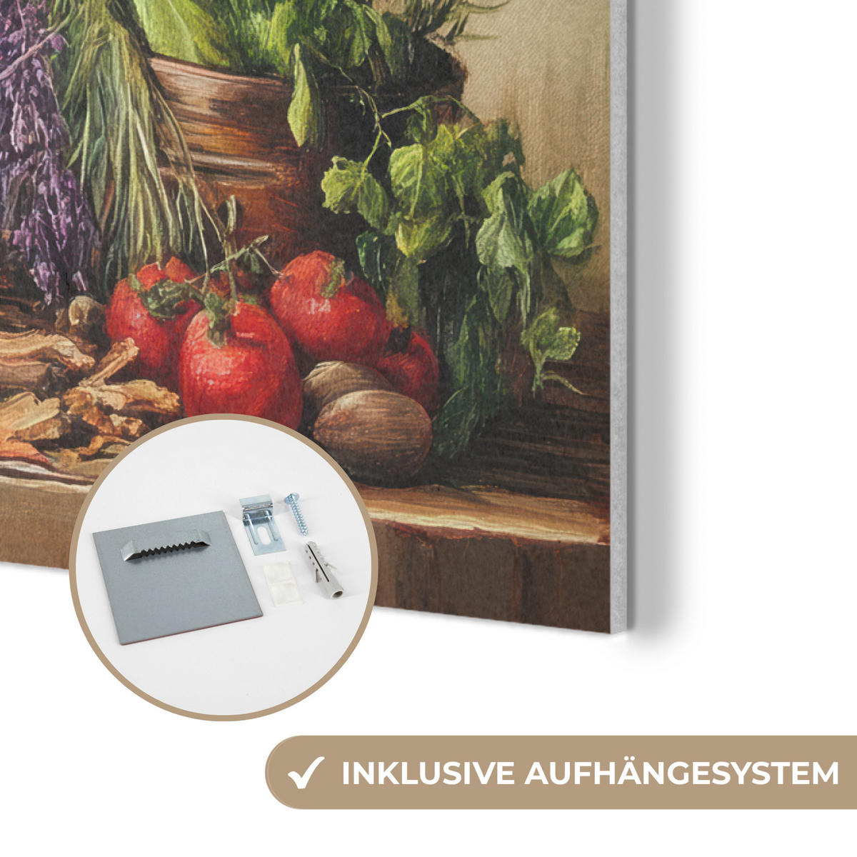 AKUSTIKBILD Stilleben - Kräuter - Gewürze - Früchte - Farbenfroh Akustikpaneele 90x60 cm - Grün, Kunststoff (90/60/0.9cm) - MuchoWow