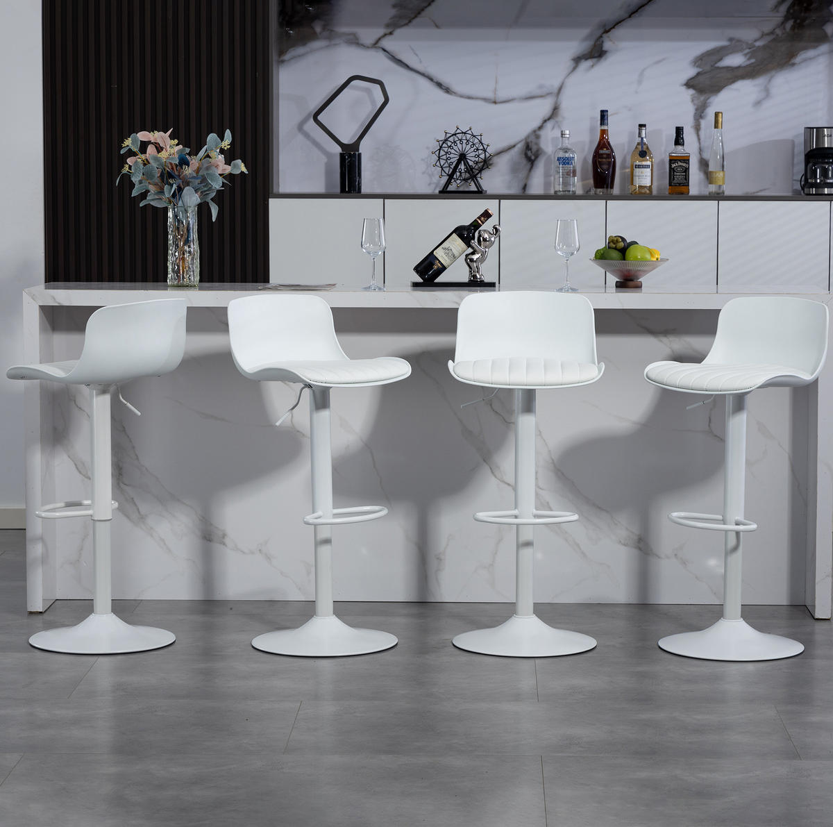 BARHOCKER 2er-Set Weiß drehbar und höhenverstellbar - Weiß, Metall (44/80/43cm) - MIVRAY