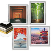 WANDBILDER 4er Set - 50x50 cm & 40x60 cm Silberner Rahmen - Fuji-Torii-Bambuswald, Japan - Silberfarben, Kunststoff (50/50cm) - ArtPrintCave