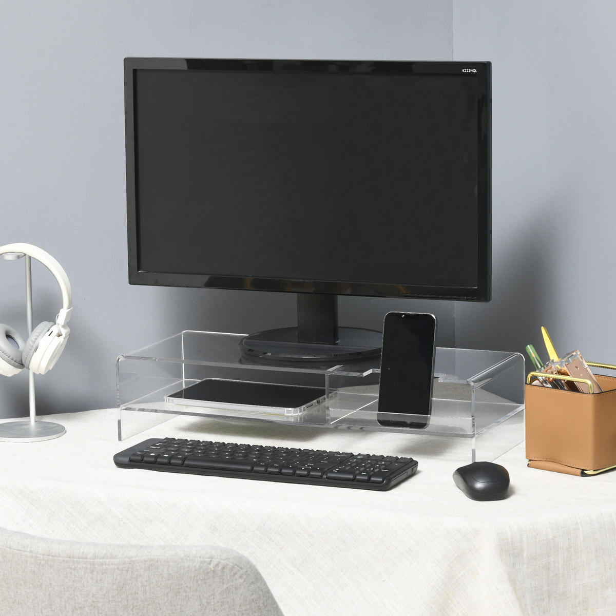 MONITORSTÄNDER - Transparent, Kunststoff (50.8/19/12cm) - HOMCOM