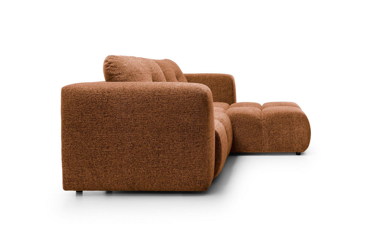 ECKSOFA ARTE 01 Orange Chenille mit Schlaffunktion - Orange, Holz (245/177cm) - MASSENO