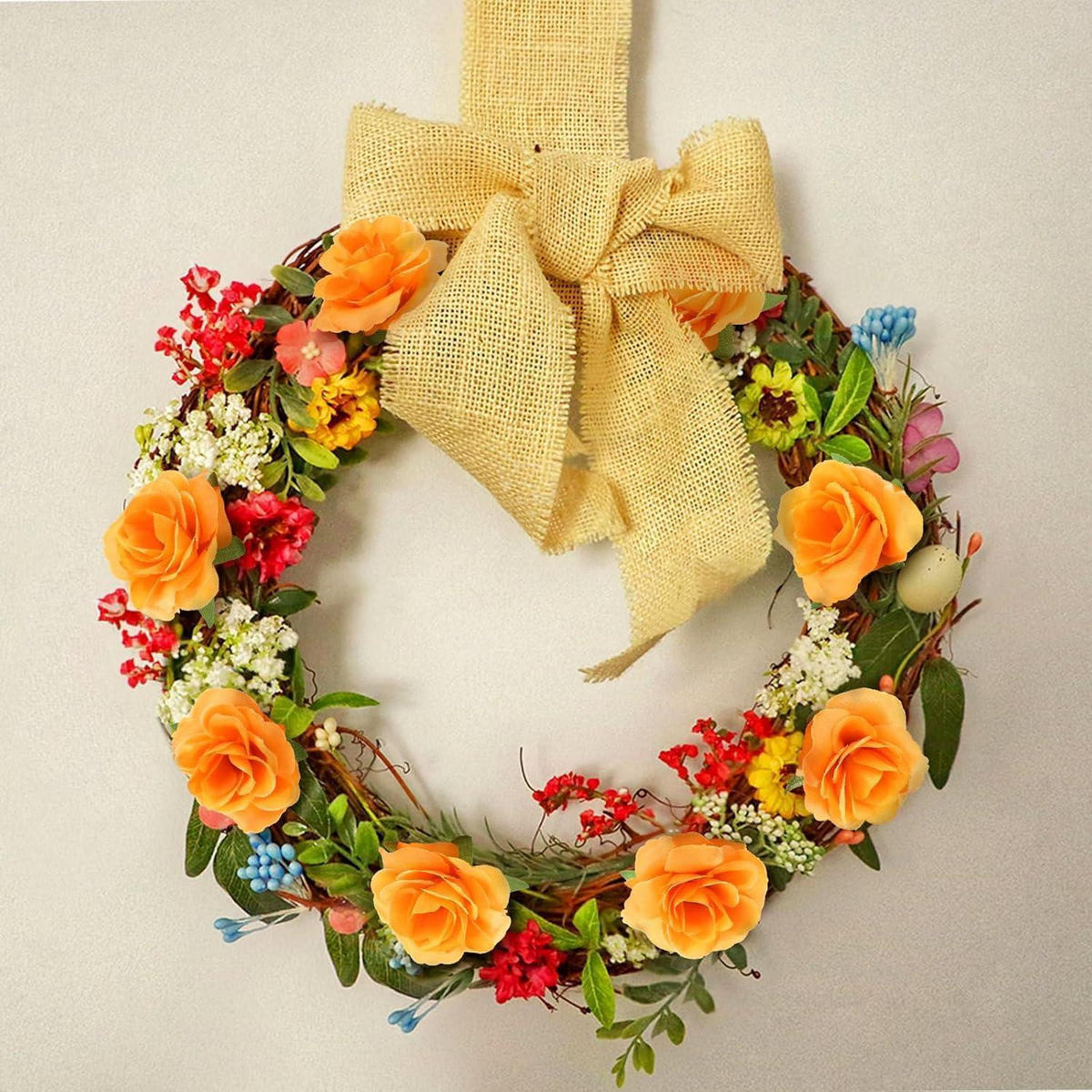 KÜNSTLICHE Blumenköpfe Rosen 50-teiliges Set Orange 4 cm - Orange, Kunststoff (1cm)