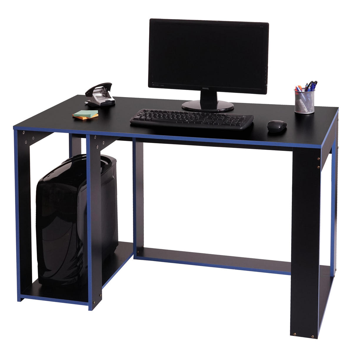 SCHREIBTISCH rechteck Schwarz, Blau - Blau/Schwarz, Holzwerkstoff (60/120/76cm) - MCW