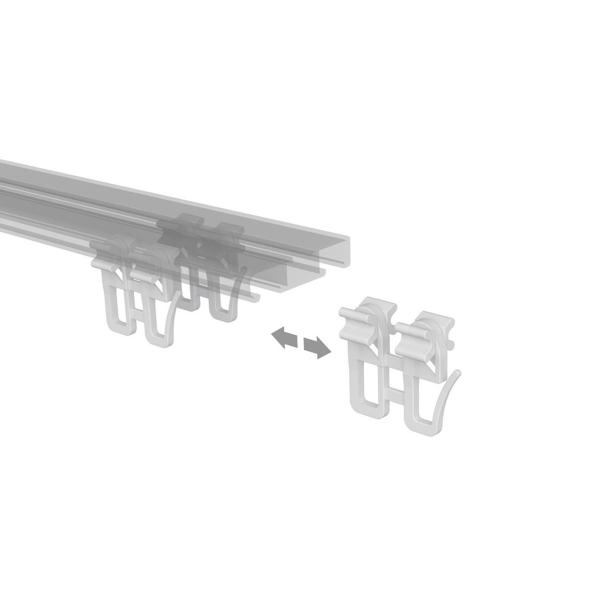 SCHLEUDERWAGEN MIT FALTENGLEITER für Innenläufe / Gardinenschienen mit Nutbreite 5,4 bis 6 mm, Packung 4 Stück - Weiß, Kunststoff (2.4/2.7/1cm) - INTERDECO