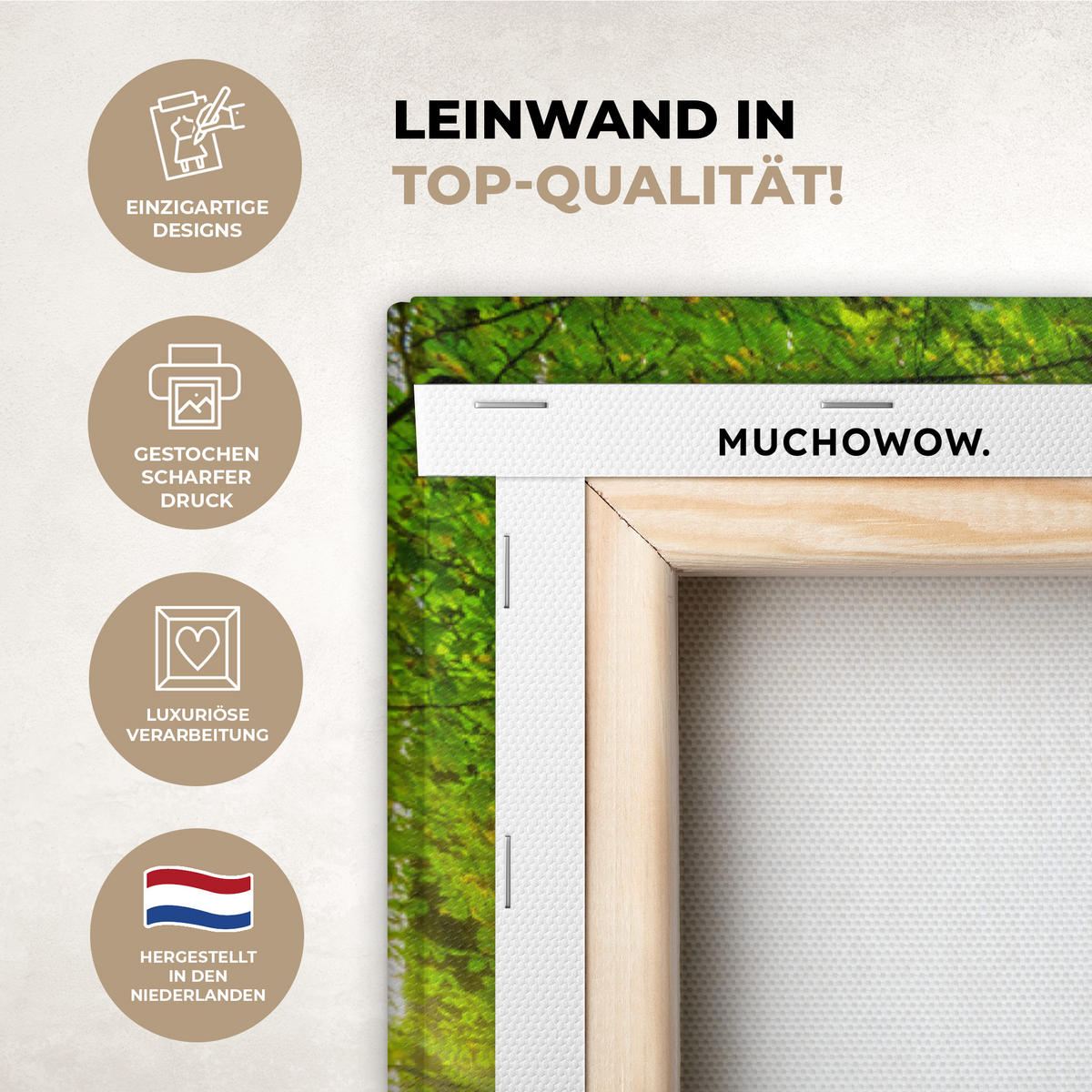 LEINWANDBILD Wald - Landschaft - Wasser - Bäume - Sonne - Grün - Natur Deko Groß 90x140 cm - Grün, Textil (90/140cm) - MuchoWow