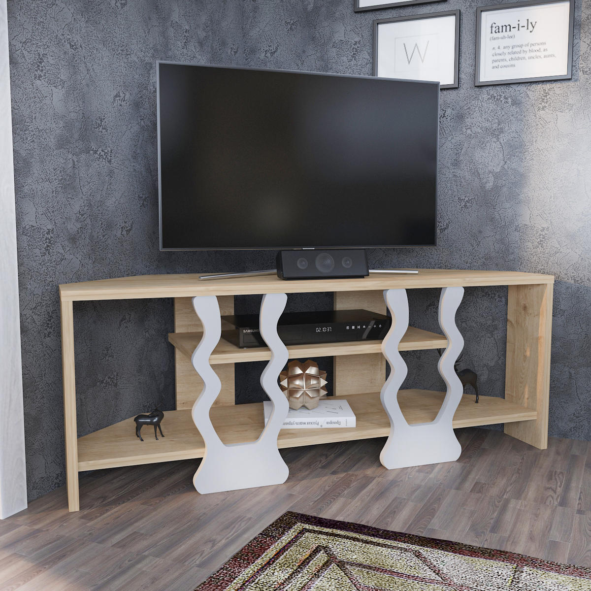 TV-ELEMENT Firal Hellbraun Weiß - Hellbraun/Weiß, Holzwerkstoff (35/41.8/110cm) - Decorotika