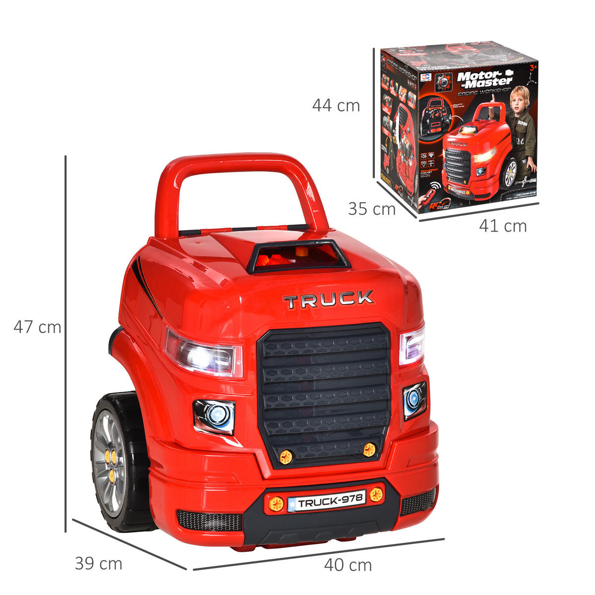 SPIELZEUG-LKW DE-18723 2-in-1 Mechaniker-Set mit Licht & Sound Rot - Rot, Kunststoff (39/47/40cm) - ComfortXL