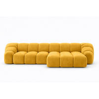 ECKSOFA Modulare L-Form, Veloursstoff Bluvel, Golden, Rechts, CROISSANT L - Goldfarben, Holz (305/190cm) - Kaiser Möbel