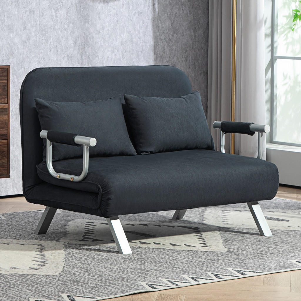 Thumbnail - Homcom 2-Sitzer, Schwarz, Kunststoff, 80x78x111 cm, Wohnzimmer, Sofas & Couches, Schlafsofas