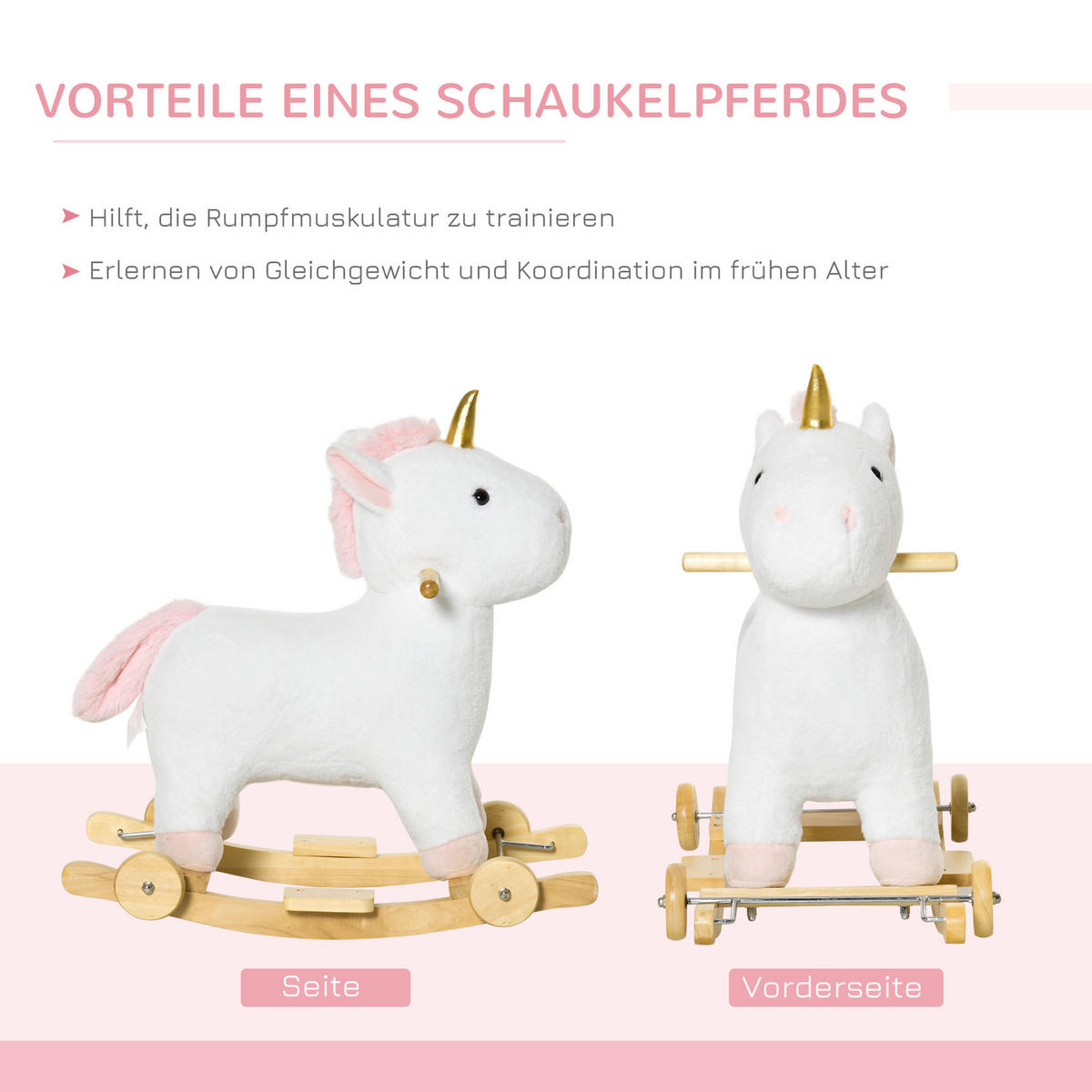 KINDER SCHAUKELTIER, Weiß, Plüsch+ Holz - Weiß, Holz (38/63/63cm) - HOMCOM
