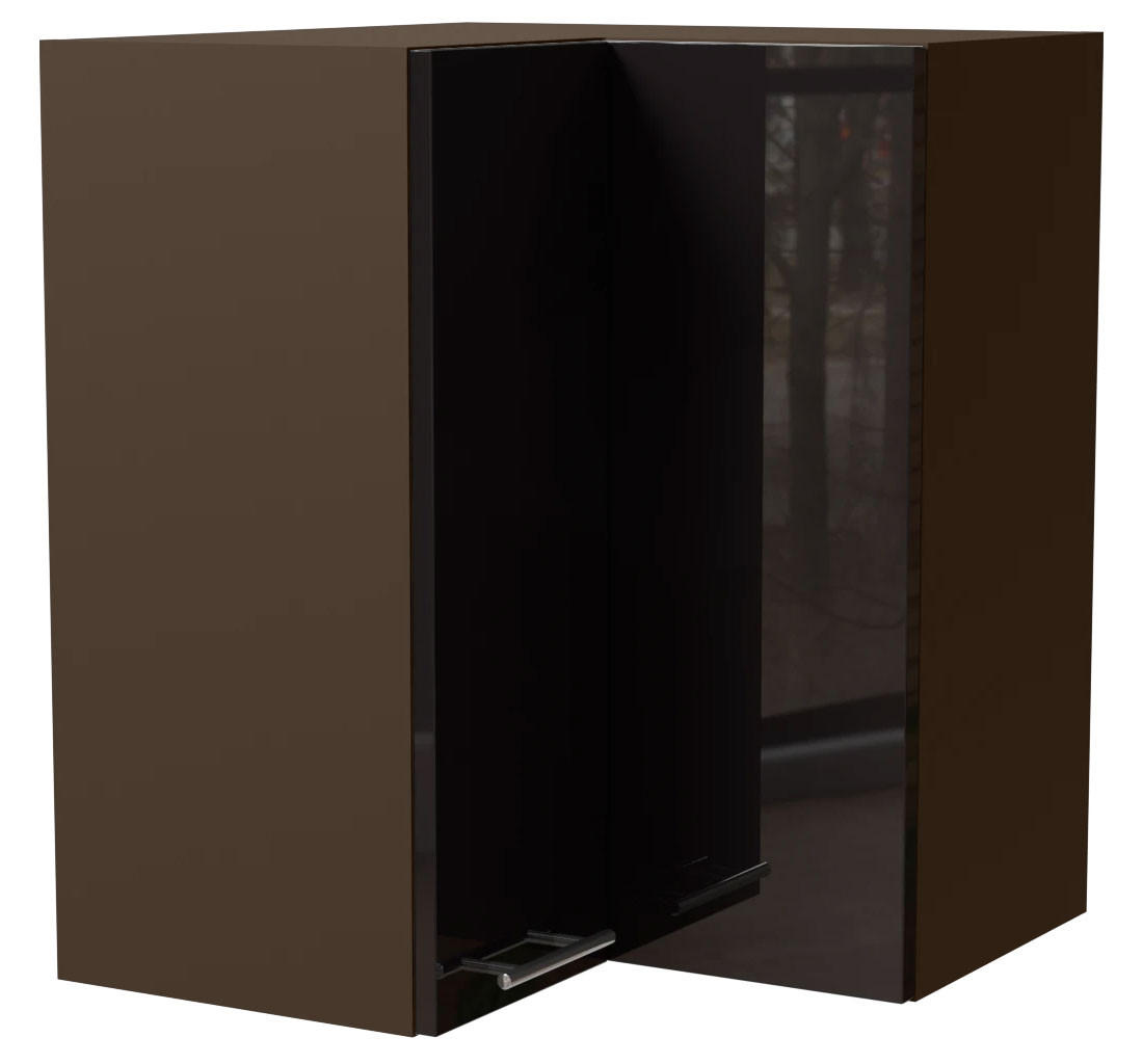 Feldmann-Wohnen Eckhängeschrank Schwarz Hochglanz, Dunkelgrau 60x72x60 cm