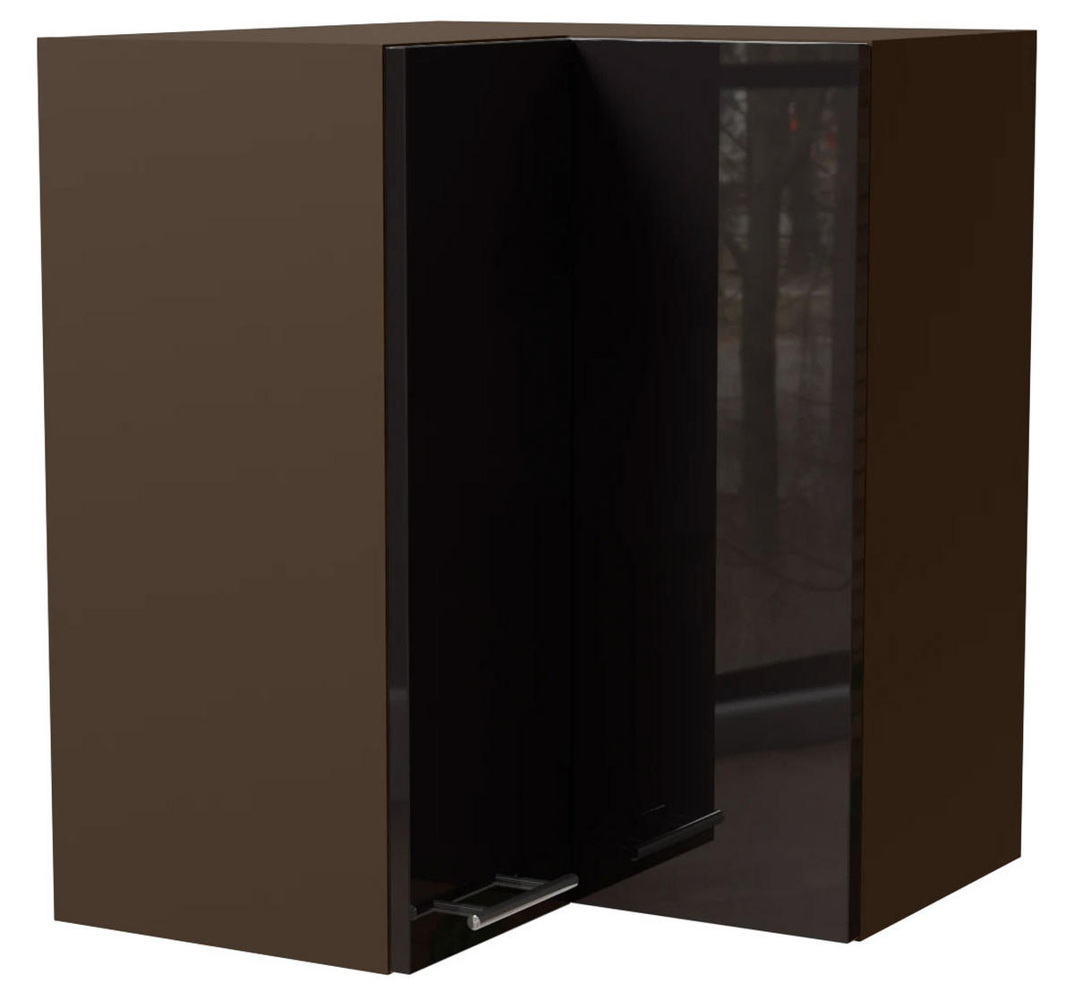 ECKHÄNGESCHRANK Essen W12/60 Schwarz Hochglanz / Lava Matt 60 / 60 / 72cm - Schwarz Hochglanz/Dunkelgrau, Holz/Holzwerkstoff (60/72/60cm) - Feldmann-Wohnen