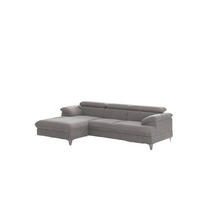 ECKSOFA mit Schlaffunktion und Bettkasten, verstellbare Kopfstützen - Chromfarben/Grau, Textil/Metall (254/167cm) - Cotta