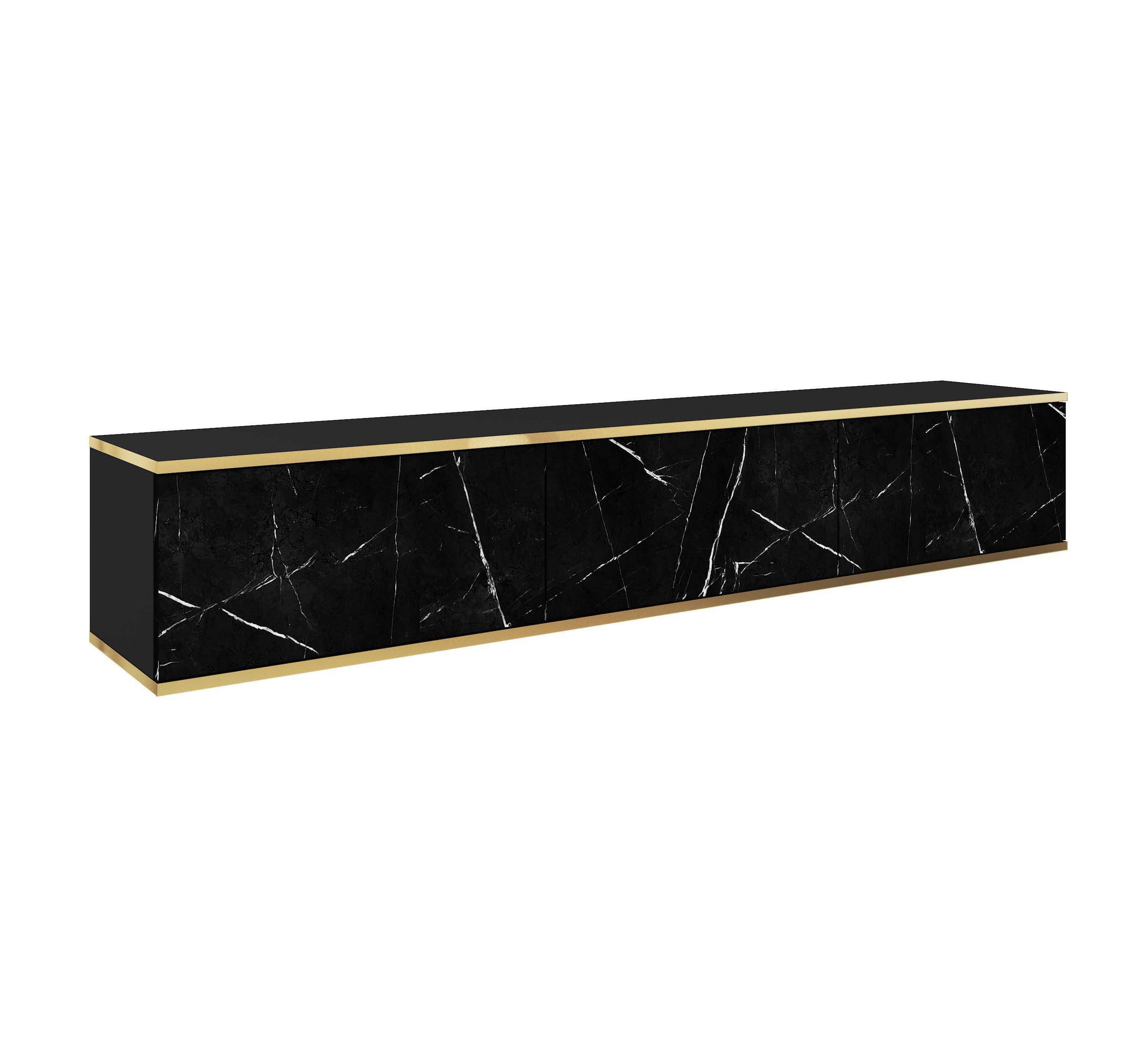 Furnlux Tv-Lowboard Schwarz, Gold 175x30x32 cm