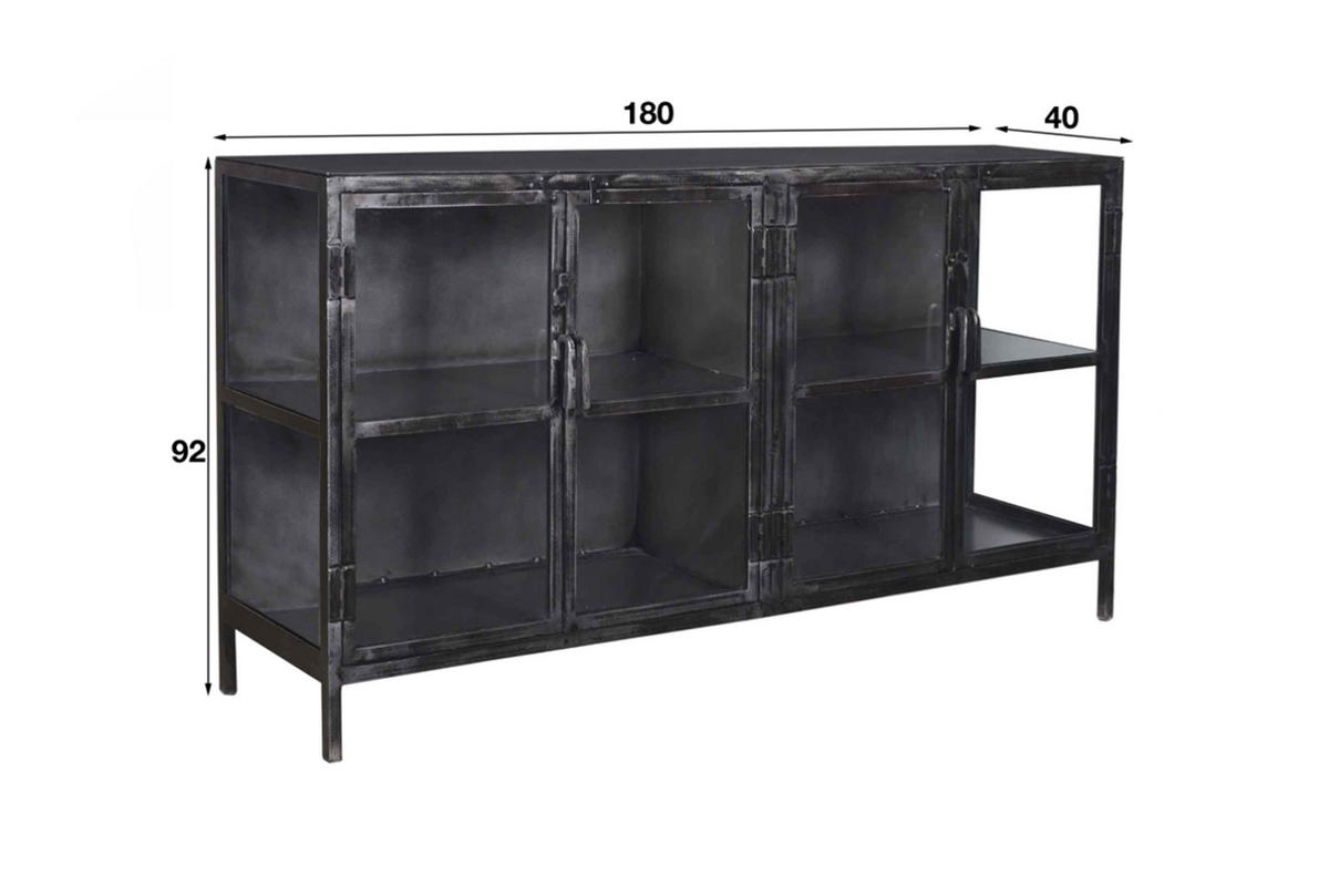 SIDEBOARD BREST Schwarz Metall - Schwarz, Metall (180/92/40cm) - KAWOLA