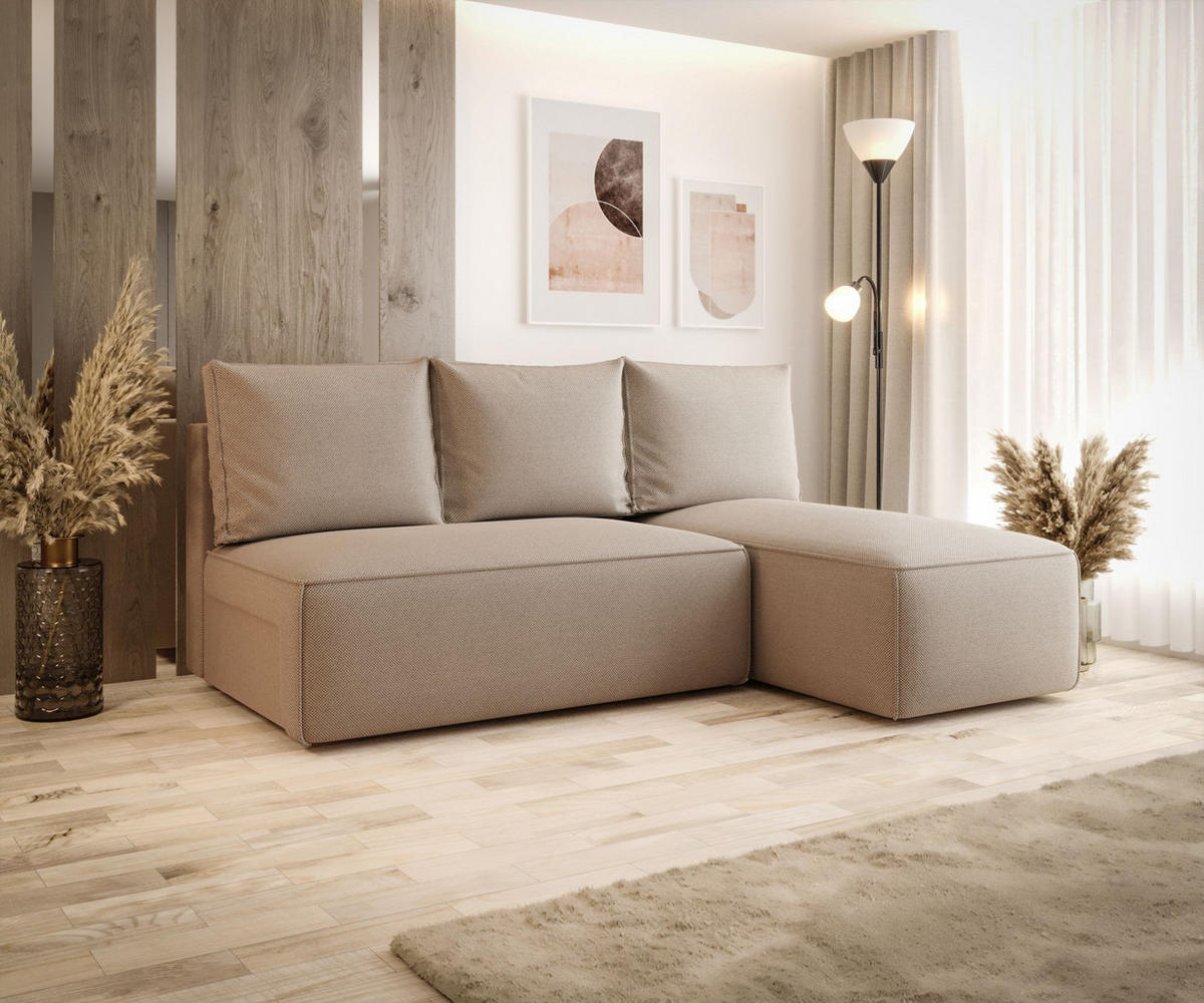 ECKSOFA mit Schlaffunktion SAVIO MINI Curio 15 Rechts - Beige, Textil (200/140cm) - Bedante