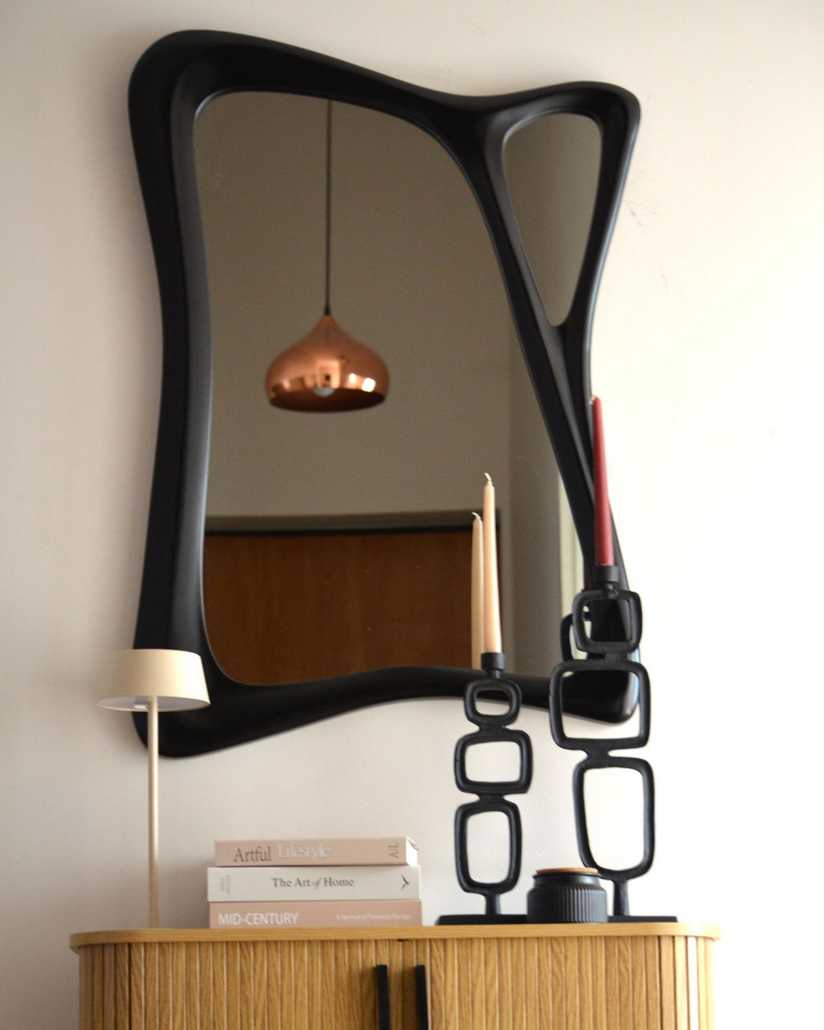 WANDSPIEGEL 70/100 cm Schwarz Lanester - Schwarz, Kunststoff (70/100/3cm) - Beliani