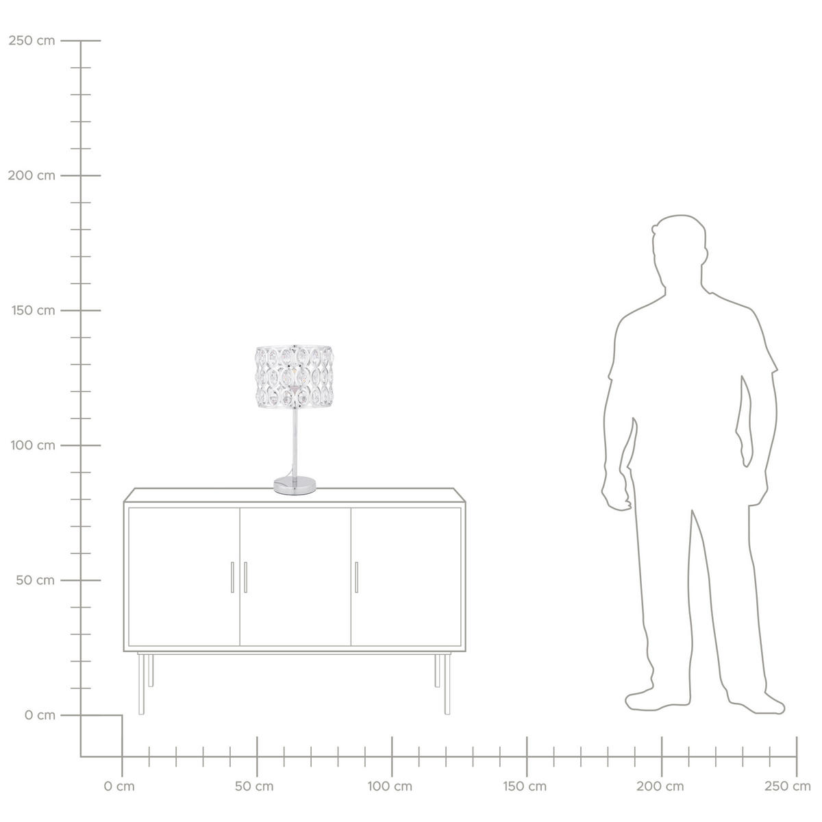 TISCHLAMPE Tenna 25/25/53 cm - Silberfarben, Metall (25/25/53cm) - Beliani