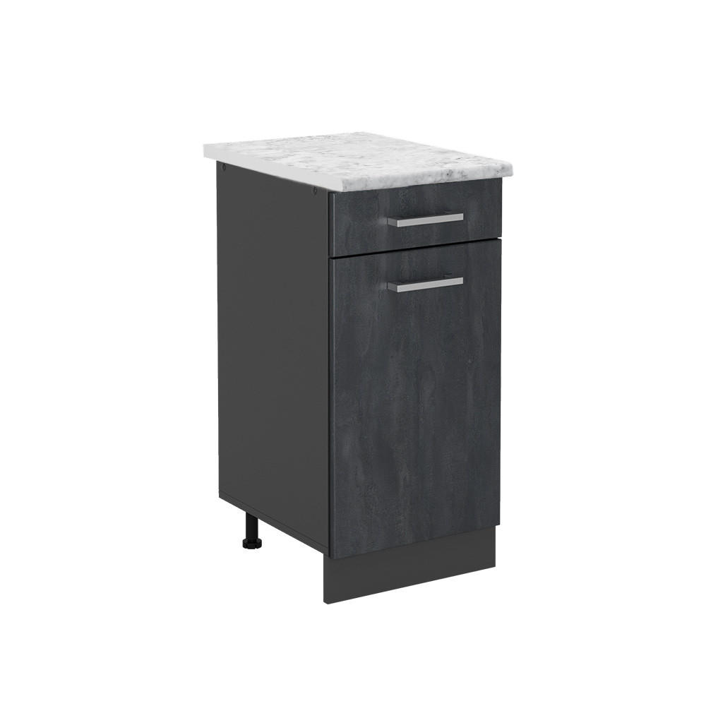 KÜCHENUNTERSCHRANK R-Line Schwarz Beton 40 cm AP Marmor - Anthrazit/Schwarz, Holzwerkstoff (40/81.6/60cm) - Vicco