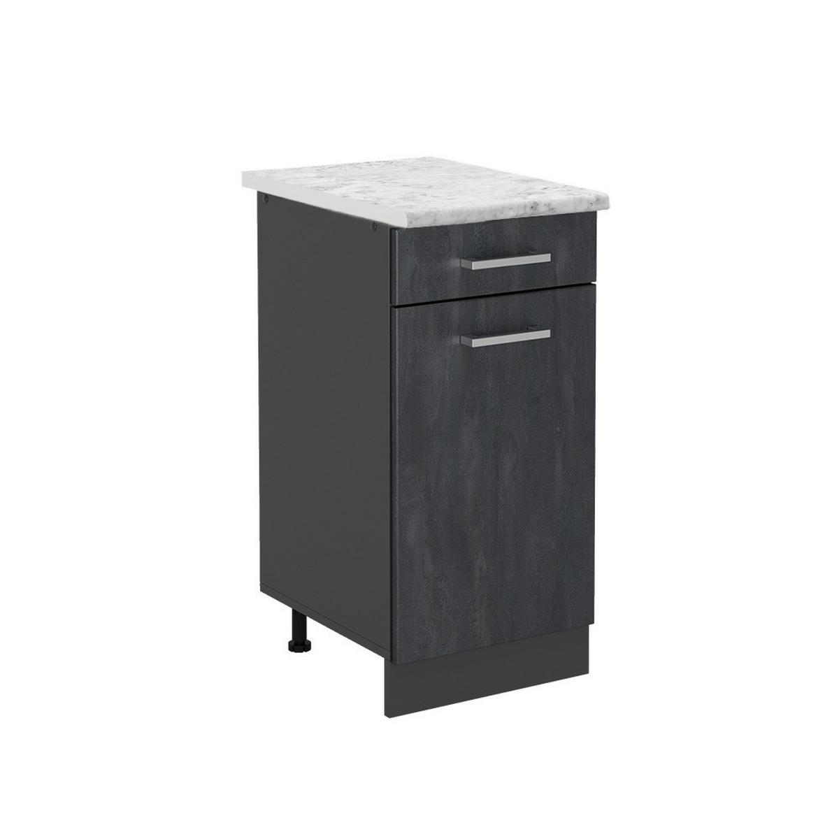 KÜCHENUNTERSCHRANK R-Line Schwarz Beton 40 cm AP Marmor - Anthrazit/Schwarz, Holzwerkstoff (40/81.6/60cm) - Vicco