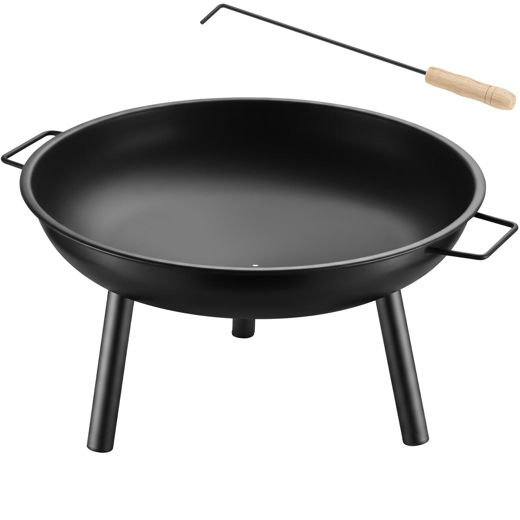 FEUERSCHALE Diablo, inkl. Schürhaken, 66,5 x 57,5 x 29,5 cm, schwarz - Schwarz, Metall (66.5/29.5/57.5cm) - tectake