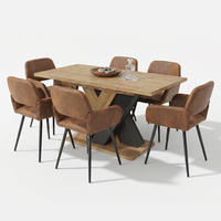 ESSTISCH-SET 1+6, ausziehbarer Tisch mit 6 Esszimmerstühlen - Eichefarben/Schwarz, Holzwerkstoff (119/75/80cm) - Urban Meuble