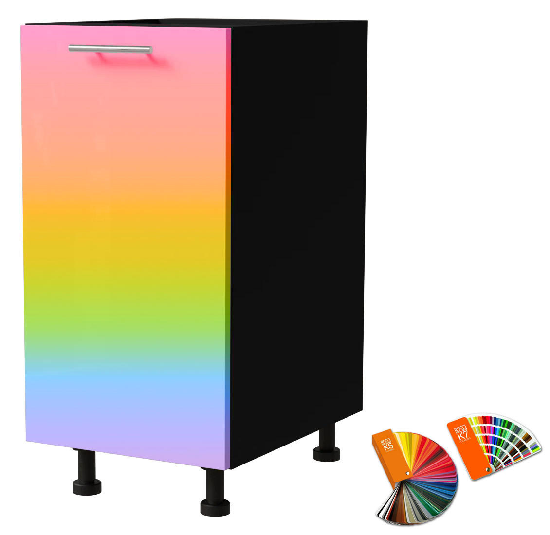 Feldmann-Wohnen Unterschrank Mehrfarbig, Schwarz 40x82x50 cm