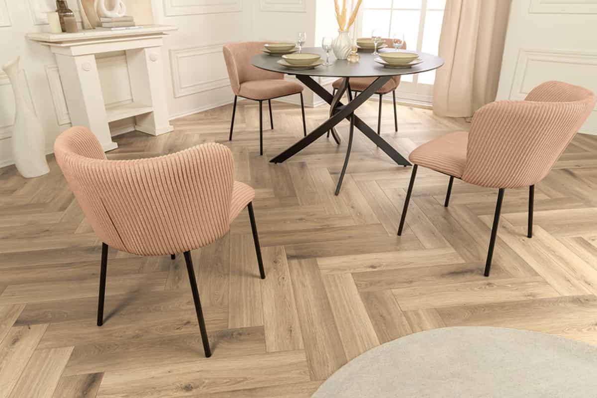 STUHL LYON Cord Rosa 75 cm - Schwarz/Rosa, Textil/Metall (54/75/58cm) - riess-ambiente