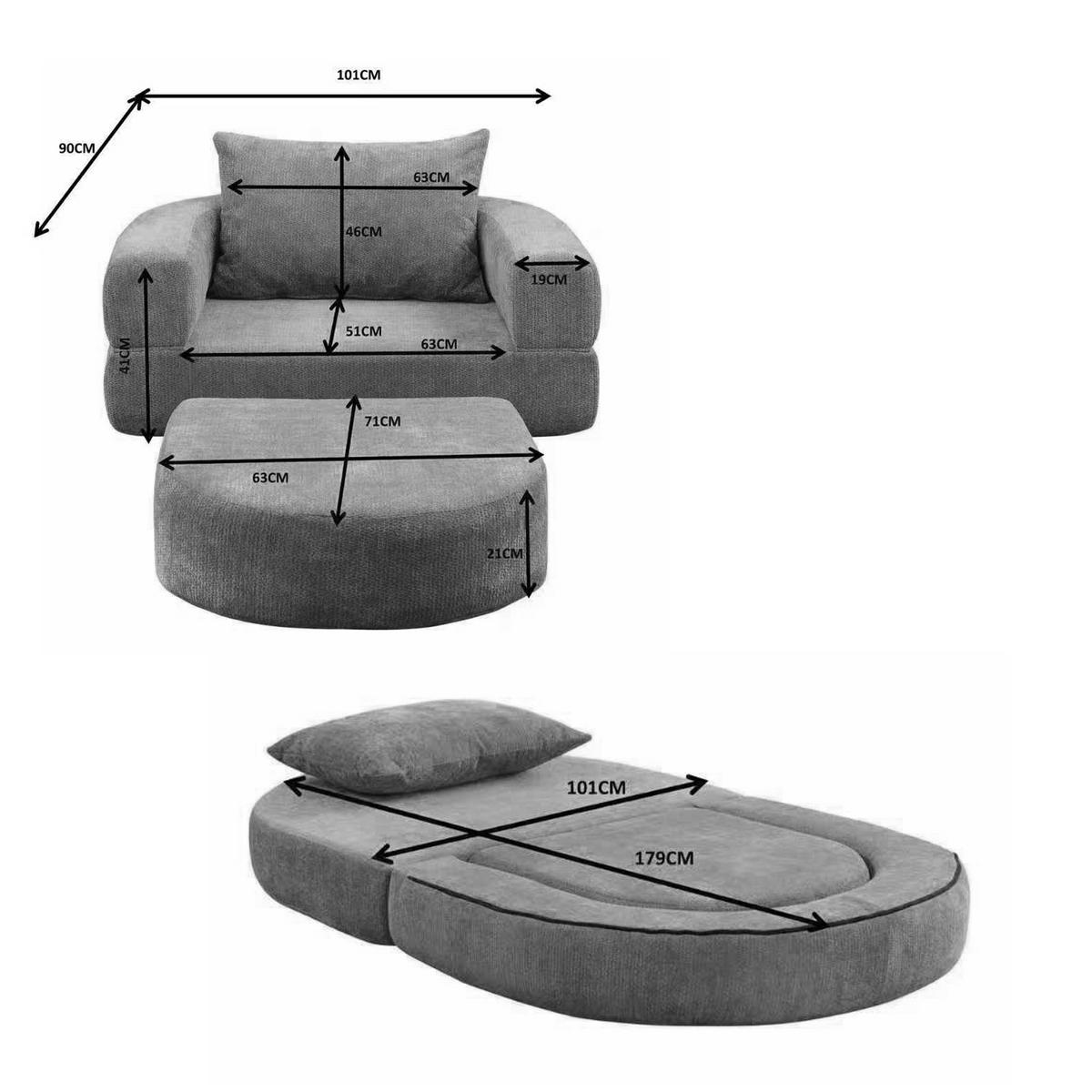 SCHLAFSESSEL in Chenille-Optik - Taupe, Textil (100/42/90cm) - Urban Meuble