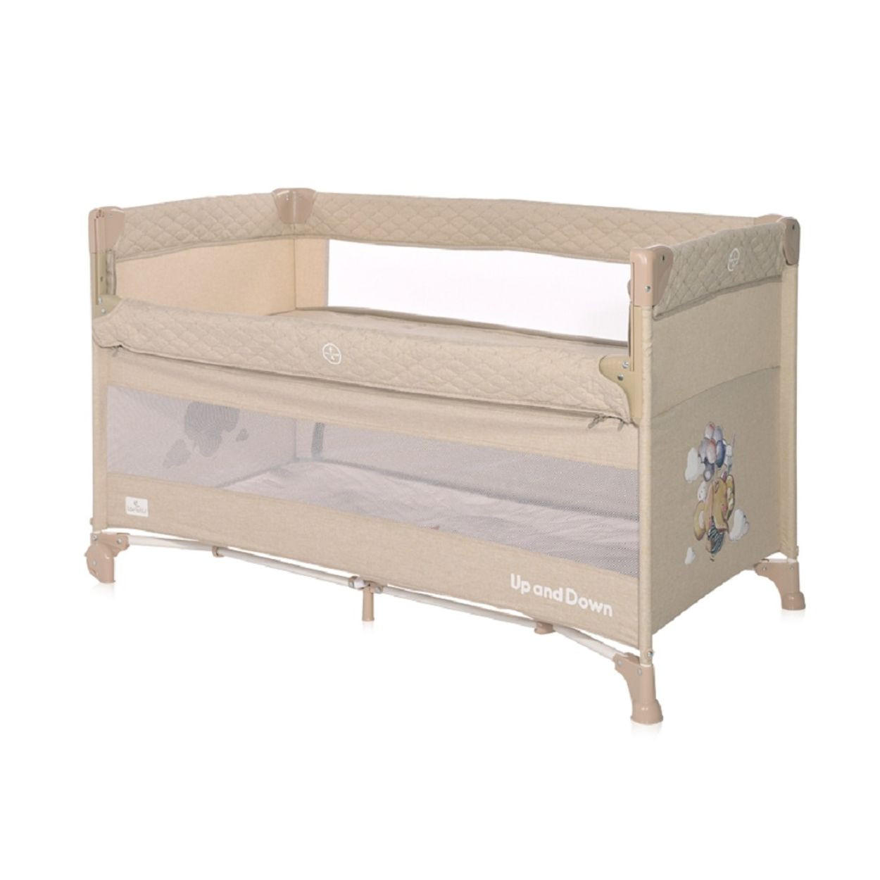REISEBETT Up´n Down Braun Öffnung, 2 Ebenen, Tragetasche, mit Rädern - Beige/Braun, Kunststoff (65/125cm) - Lorelli