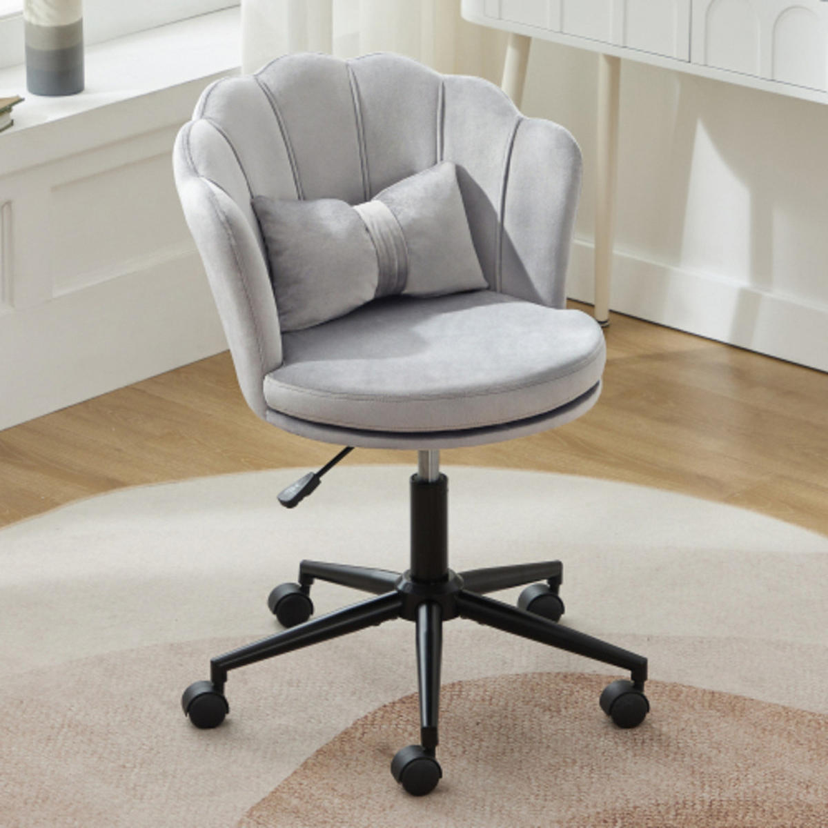 DREHSTUHL 55×62×73-83cm höhenverstellbar, Samt, grau - Grau, Textil (62/83/55cm) - Luhomfu