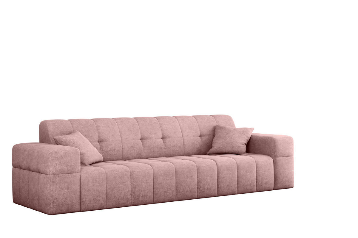 SOFA 3 Sitzer NIMES Stoff Perfect Harmony Rosa - Rosa, Holz (245/82/92cm) - Kaiser Möbel