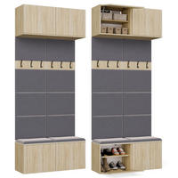 GARDEROBĂ – cuier de hol cu bancă, cârlige și dulapuri superioare, stejar Sonoma 100/238/35 - stejar Sonoma/gri, compozit lemnos (100/238/35cm) - RAUMHIRSCH FURNITURE